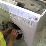 Remove the old door seal from the washing machine inner drum and clean surface